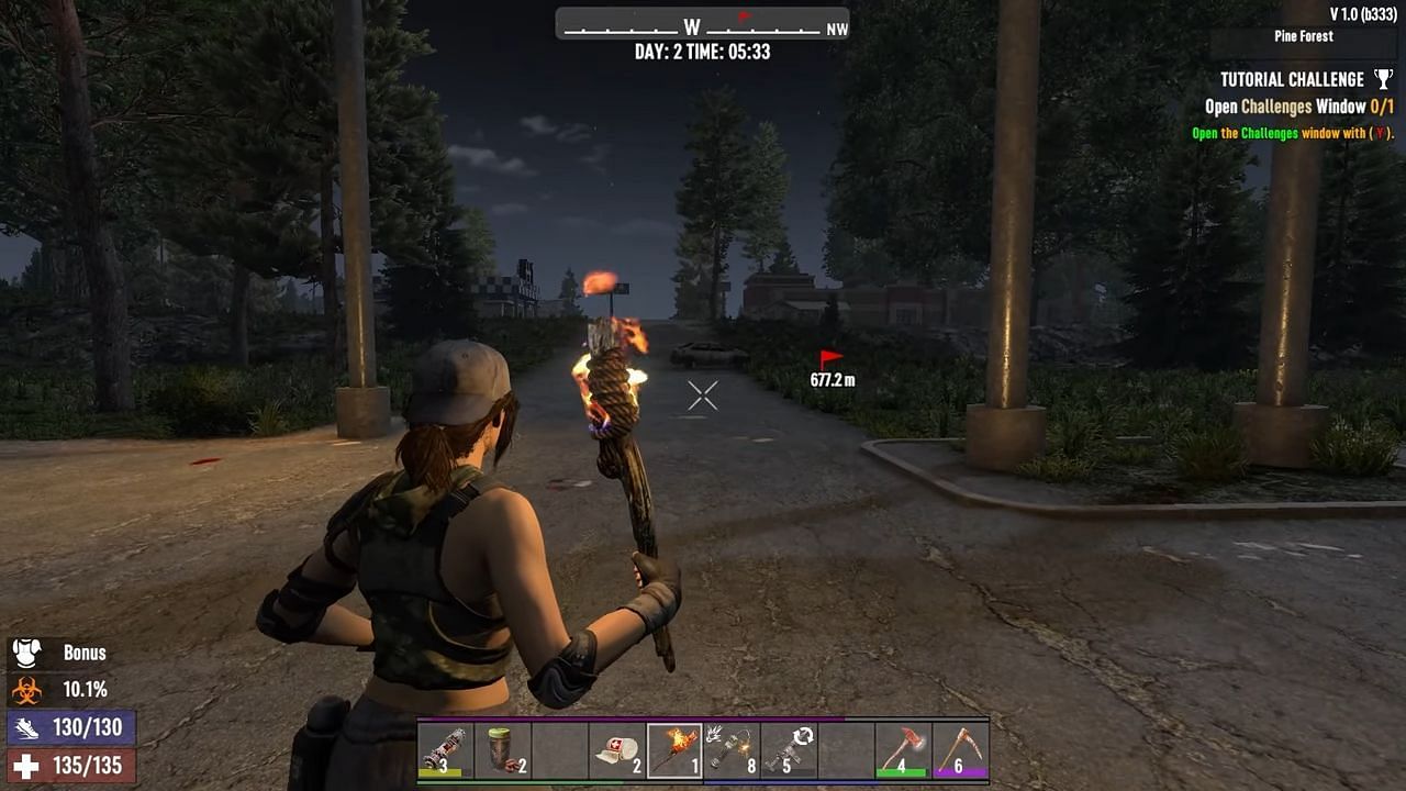 Exploring 7 Days to Die in third-person perspective (Image via The Fun Pimps and YT.com/@Supercali8)